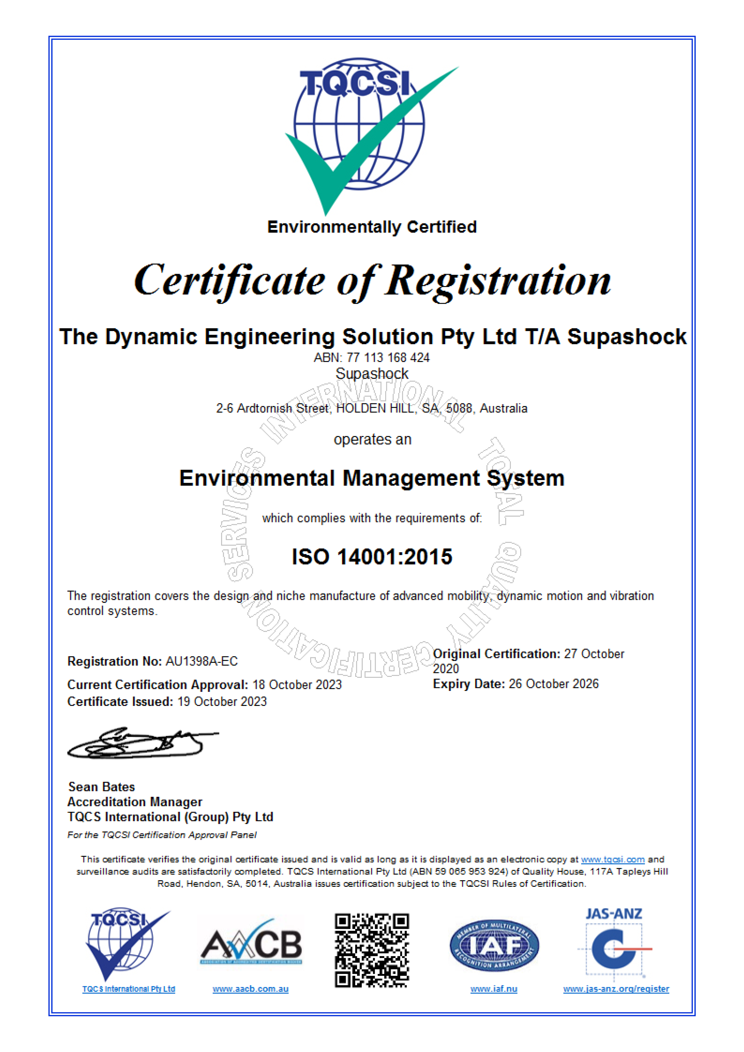 Supashock ISO 9001 2015